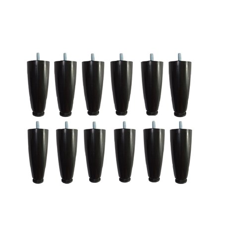 Kit 12 Pés para Cama Box ou Baú Juvene 12cm com Regulagem Cor:preto