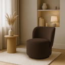 Ver imagem 1 de Poltrona Orgânica Redonda Bouclé Marrom Luxo Moderna Confortável Design P/ Sala Espera Recepção Hall