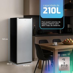 Freezer e Conservador Vertical Hq 210 Litros Preto/inox Hq-210fv/rdfl 220v - 4