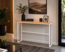 Ver imagem 4 de Mesa Jantar Aparador Bancada Alta Industrial 180x60cm Tampo Bege Pés Branco