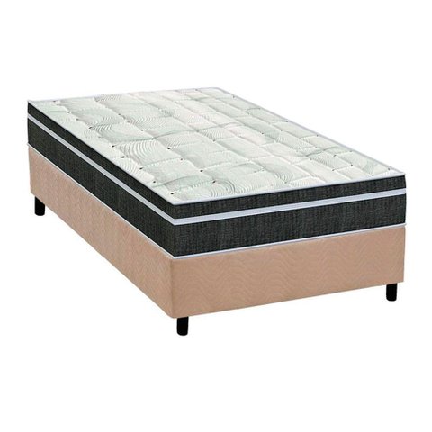 Cama Box Solteiro: Colchão Molas Orthoflex Bonnel Venezia + Base CRC Suede Bege(78x188)