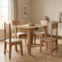 Ver imagem 1 de Conjunto Mesa de Jantar com 4 Cadeiras Estofadas e Tampo em MDF Mel/Bege Nicoli Delta