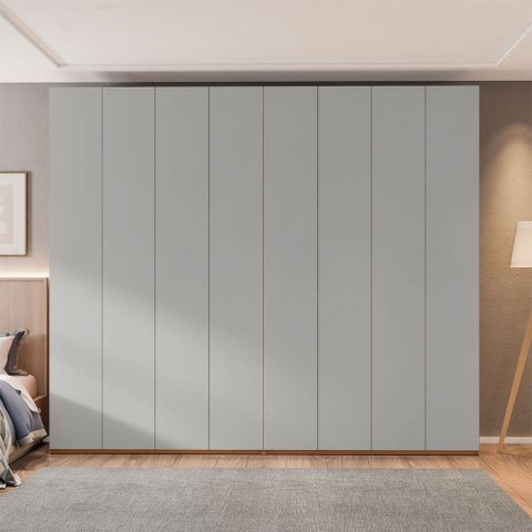 Guarda-Roupa Casal Madrid 8 Portas 6 Gavetas Freijó/Cinza - Pnr Móveis