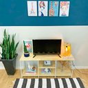 Ver imagem 3 de Rack de Tv Industrial de Ferro 1,20m Natural e Branco