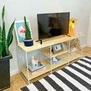 Ver imagem 2 de Rack de Tv Industrial de Ferro 1,20m Natural e Branco