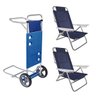 KIT 2 CADEIRA DE PRAIA REC. 6 POS AZUL E CARRINHO PRAIA MOR - 1