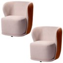 Ver imagem 1 de Kit 2 Poltronas para Sala e Escritório Base Giratória Corven Corino Marrom/linho Bege