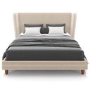 Ver imagem 3 de Cabeceira King Nilo 195cm com Cama Pés Madeira Suném P05 Veludo Bege - Lyam Decor