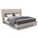 Ver imagem 1 de Cabeceira King Nilo 195cm com Cama Pés Madeira Suném P05 Veludo Bege - Lyam Decor