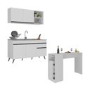 Ver imagem 1 de Armário de Cozinha Compacta com Mesa Gourmet Veneza Multimóveis Mp2201 Branco/preto