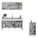 Ver imagem 4 de Armário de Cozinha Compacta com Mesa Gourmet Veneza Multimóveis Mp2201 Branco/preto