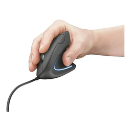 Mouse Vertical Trust Verto Ergonômico com Fio 1600dpi Preto Led Azul - 4