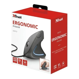 Mouse Vertical Trust Verto Ergonômico com Fio 1600dpi Preto Led Azul - 3