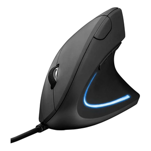 Mouse Vertical Trust Verto Ergonômico com Fio 1600dpi Preto Led Azul