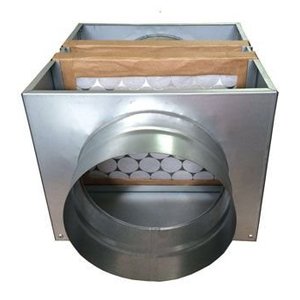 Caixa de Filtragem em Chapa Galvanizada G4 + M5 - Diam: 4" - 100 mm