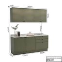 Ver imagem 4 de Cozinha Compacta Modulada 6 Portas 3 Gavetas 100% MDF 1 Tampo Sevilha Verde/Hill
