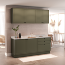 Ver imagem 1 de Cozinha Compacta Modulada 6 Portas 3 Gavetas 100% MDF 1 Tampo Sevilha Verde/Hill