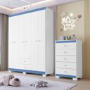 Ver imagem 7 de Guarda Roupa 6 Portas e Cômoda 5 Gavetas Infantil Quarto Completo Baby Confort Branco