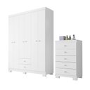 Ver imagem 2 de Guarda Roupa 6 Portas e Cômoda 5 Gavetas Infantil Quarto Completo Baby Confort Branco
