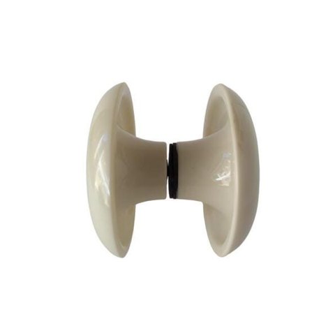 Puxador Duplo Redondo de Resina para Porta de Vidro Marfim