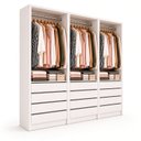 Ver imagem 4 de Armário Closet Modulado Gaveteiro Prateleiras e Cabideiro Arara Zoe Branco - 3 Unidades