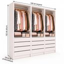 Ver imagem 3 de Armário Closet Modulado Gaveteiro Prateleiras e Cabideiro Arara Zoe Branco - 3 Unidades