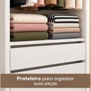 Ver imagem 7 de Armário Closet Modulado Gaveteiro Prateleiras e Cabideiro Arara Zoe Branco - 3 Unidades