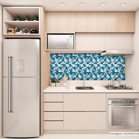 Papel de Parede Lavavel para Cozinha Revestimento Fosco Pastilha Metálica Ice - 0,58 x 1,00m
