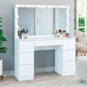 Ver imagem 3 de Penteadeira Ditália 7 Gav. Pe-80 Branco com Kit Luz Camarim