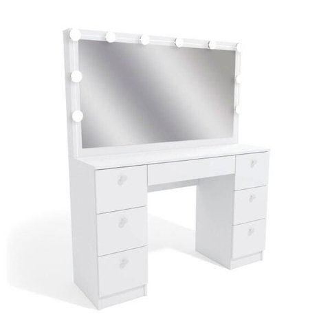 Penteadeira Ditália 7 Gav. Pe-80 Branco com Kit Luz Camarim