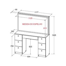 Penteadeira Ditália 7 Gav. Pe-80 Branco com Kit Luz Camarim - 8