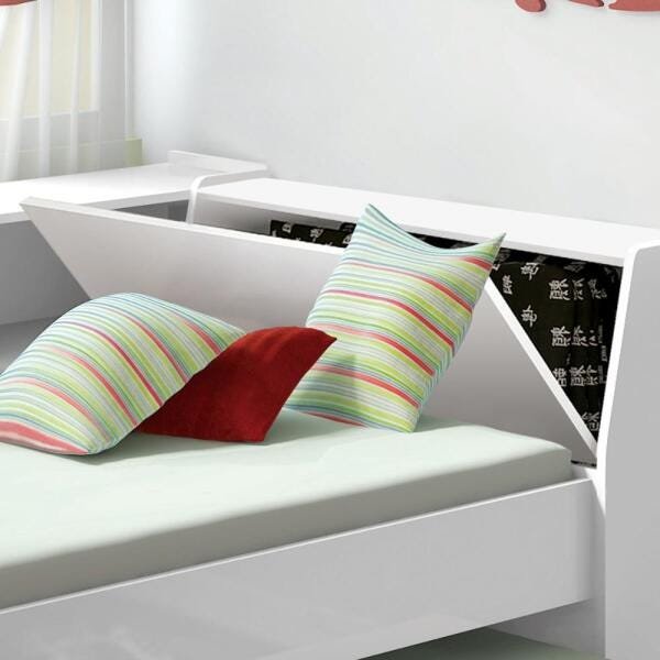 Cama Solteiro Bicama com Estante Ditália BB-28-29 Branco - 13