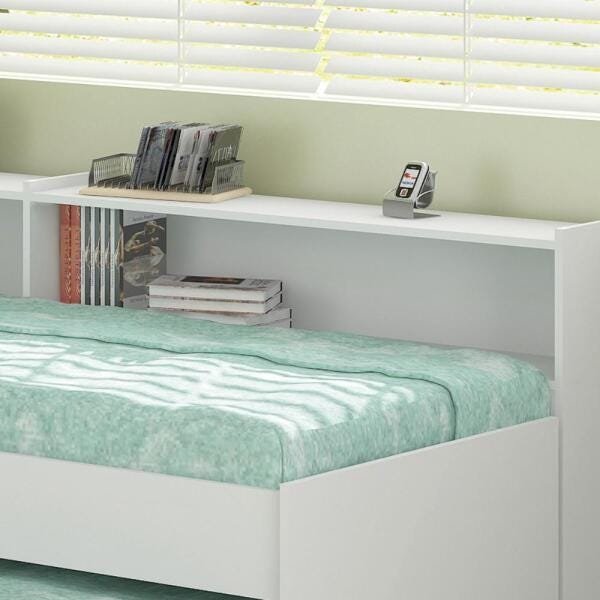 Cama Solteiro Bicama com Estante Ditália BB-28-29 Branco - 6