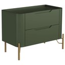 Ver imagem 1 de Mesa de Cabeceira Orgânica 2 Gavetas Pés Industrial Dourado Bliss I03 Musgo - Lyam Decor