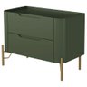 Mesa de Cabeceira Orgânica 2 Gavetas Pés Industrial Dourado Bliss I03 Musgo - Lyam Decor - 4