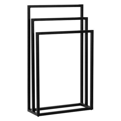 Porta Toalha para 3 Toalhas Eleganza 50 Cm Metal Preto - Pallazio