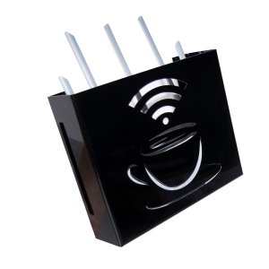 Suporte de Parede para Roteador Modem Organizador Preto Xicara