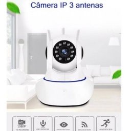 Câmera IP 3 Antenas Wireless sem Fio Wifi HD Sensor Noturno Rotação Modelo Ip - 6