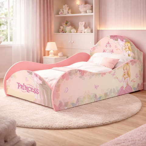 Cama Infantil de Solteiro Princesa Rosa New