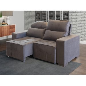 Sofá Retrátil e Reclinável 190 cm Vegas Veludo Castor Chamby Móveis