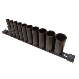 Jogo De Soquetes De Impacto Longo 1/2 10 Peças 10 A 27Mm - 1