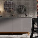 Ver imagem 2 de Buffet 4 Portas com Pés de Madeira MDP/MDF Cinza Flow