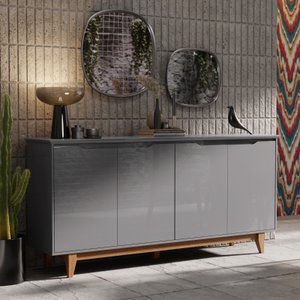 Buffet 4 Portas Flow Cinza - Ej Moveis