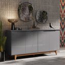 Ver imagem 1 de Buffet 4 Portas com Pés de Madeira MDP/MDF Cinza Flow