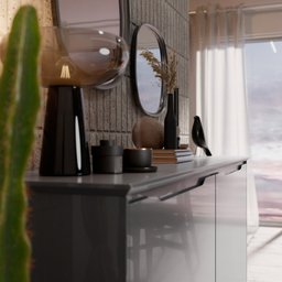 Buffet 4 Portas Flow Cinza - Ej Moveis - 3