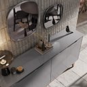 Ver imagem 4 de Buffet 4 Portas com Pés de Madeira MDP/MDF Cinza Flow