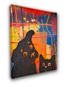 Ver imagem 5 de Quadro Decorativo de Cão e Gato com Fundo Abstrato Pintado Artesanalmente a Mão Medindo 25x30cm