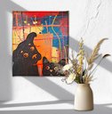 Ver imagem 3 de Quadro Decorativo de Cão e Gato com Fundo Abstrato Pintado Artesanalmente a Mão Medindo 25x30cm