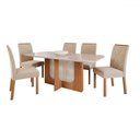 Ver imagem 2 de Mesa de Jantar 6 Lugares Louise Fernanda com Vidro Cinamomo/off White/nude - Cimol
