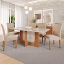Ver imagem 1 de Mesa de Jantar 6 Lugares Louise Fernanda com Vidro Cinamomo/off White/nude - Cimol